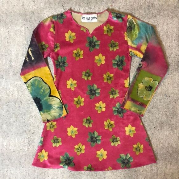 les touts petits Other - Gorgeous Maroon Les Touts Petits Floral/Pop-Art Print Dress